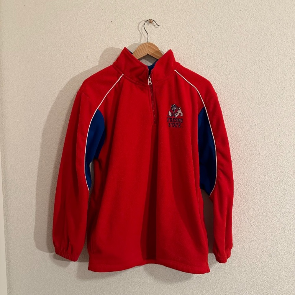 Vintage Fresno State Bulldogs Quarter Zip Fleece Jacket Red Men’s Size Large